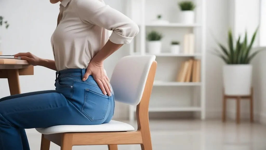 mujer sufriendo dolor lumbar